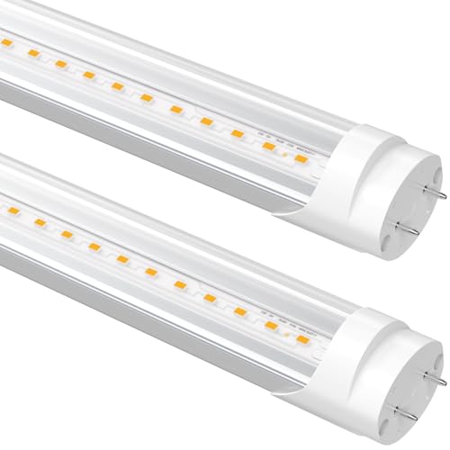 Image of Fluorescent Light Bulbs Replacement 4FT, T8 LED Bulbs 4 Foot Type A+B, 24W (65W Equivalent) 3200LM, 3000K Warm White, 48 Inch Tube, F32T8 or F40T12 LED Replacement, Non-Dimmable, 2-Pack