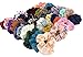 Homerove 40pcs Scrunchies - 10 Vintage Velvet & 10 Solid Colors Chiffon & 10 Flowered Chiffon & 10 Satin Elastic Hair Bands, Scrunchy Hair Ties Ropes for Women or Ladies or Girls Hair Accessories
