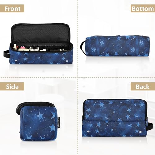 Bolsa de viaje para herramientas de cabello para mujeres con tapete resistente al calor removible, estuche doble capa para planchas y accesorios de cuidado capilar, diseño Deep Blue Stars miniatura 5