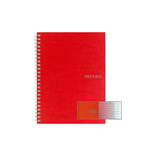 Fabriano EcoQua Notebook, Small, Spiral-Bound, Grid, 70 Sheets, Raspberry