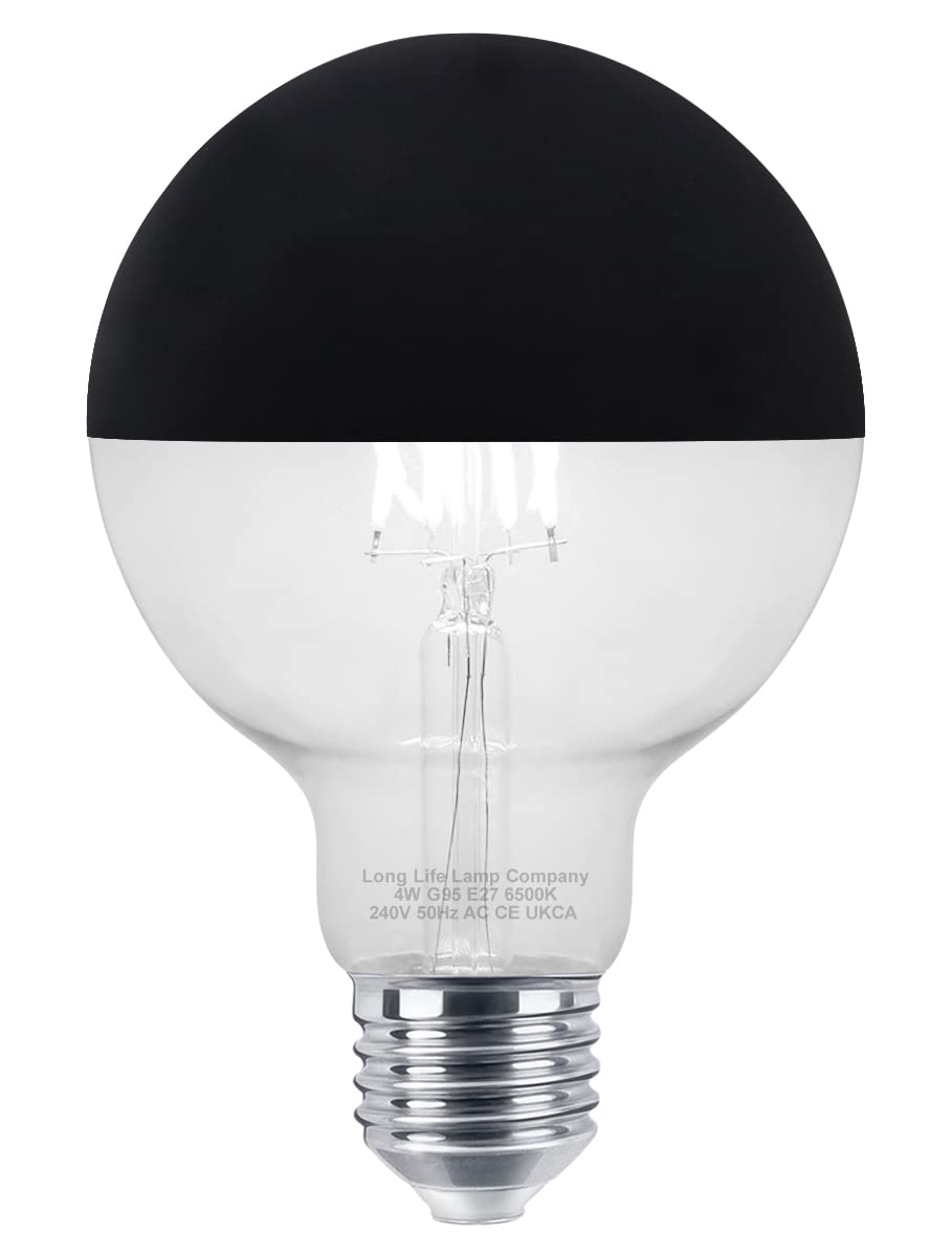 Long Life Lamp Company 4w LED Crown Silver Light Bulb Black Top Matte E27 Cool White 6500k