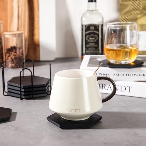 Schiefer Untersetzer für Gläser 8er Set, 11cm Sechseck Getränkeuntersetzer mit Halter, Glasuntersetzer Tischuntersetzer, kratzfester Unterseite für Bar, Küche, Heimdekoration