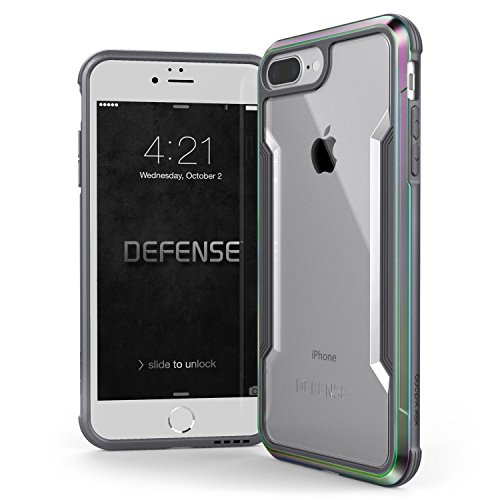 X-Doria iPhone 8 Plus & iPhone 7 Plus Case, Defense Shield Series - Military Grade Drop Tested, Anodized Aluminum, TPU, and Polycarbonate Protective Case for Apple iPhone 8 Plus & 7 Plus (Iridescent)