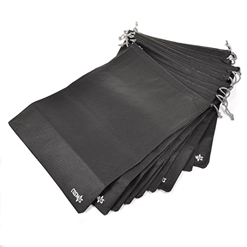 Cosmos ® 10 Pcs Non-Woven Drawstring Shoe Bags, 13-3/4 X 11 Inches & 17-1/2 X 13-1/2 Inches (Black And Hot Pink) #TOP1