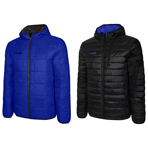 Capelli Sport Standard Puffer Jacket, Adult Basics Reversible Winter Puffy Coat with Hood for Men and Women, Lightweight Activewear, Black/Royal Blue Cover