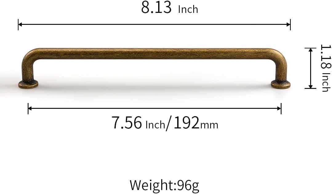 YAGU 6 Pack Antique Brass Kitchen Cabinet pulls 7.5 Inch(192mm) Hole Center Solid Vintage Bronze Dresser Drawer Handles Aged Furniture Hardware for Cupboard Wardrobe Closet Vanity
