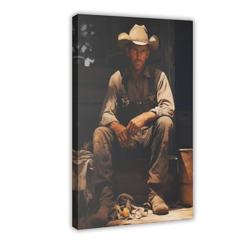 Toile cow-boy vintage poster mural de décoration de chambre 40x61cm