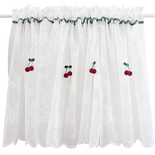 Media cortina decorativa de encaje blanco inglés para armario 2