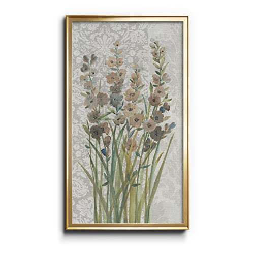 Renditions Gallery Patch of Wildflowers II Botanical Prints Modern Wall Decoration 20"x40" inches Gold Framed Floral Wall Art for Office and Home Décor