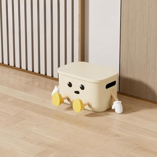 BDHD 小物入れ 白 プラスチック ポリプロピレン製 収納バスケット 押入れ 洗面所 リビング キッチン 服 衣類 書類整理 わいいデザイン 大容量 衣類ボックス ふた付き 取っ手あり 多機能 雑誌 小物 雑貨整理 寝室 スタッキング可能 軽量 省スペー