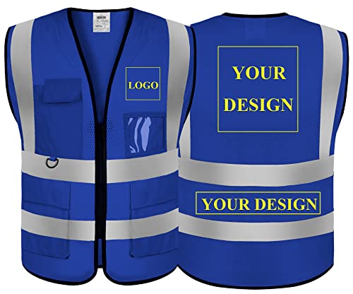Custom Logo Design Mesh Safety Vests Reflective Strips Class 2 High Visibility With Pockets And Zipper For Men And Women #TOP14