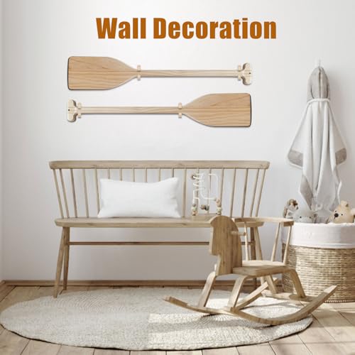 image for RUBAPOSM Wooden Oar Canoe Paddle 2.6 Feet,Ergonomic Grip,Pine Wood Pad