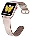 PEAK ZHANG Compatible with Apple Watch Band, 38mm 40mm Women Top Grain Leather Strap for iWatch Series 5,4,3,2,1 (Champagne Gold+Series 5/4/3 Rose Gold Clasp, 38mm 40mm S/M)