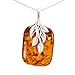 HolidayGiftShops Sterling Silver and Baltic Honey Amber Pendant Fern
