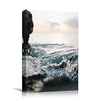 Canvas Wall Art Wind Wave Beach Beach Blue Coastal Cool Photography Relax/Calm - 12x18 inches