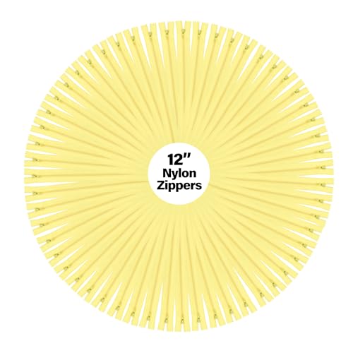Image of Mandala Crafts 80 PCs Butter Yellow Closed-End 12 inch Nylon Zippers for Sewing
