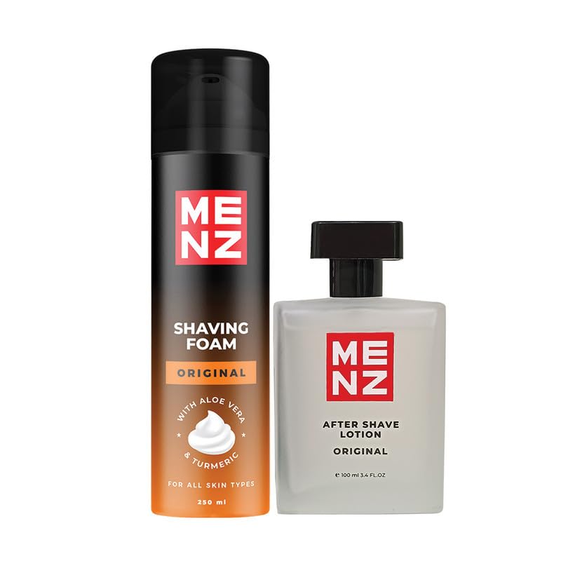 MENZ Original Shaving Foam with Aloe Vera and Turmeric 250gm & After Shave Lotion 100ml Combo Pack For Men