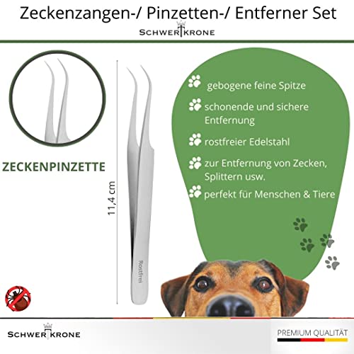 Zeckenset Schwertkrone mit rostfreier Edelstahl-Zeckenzange