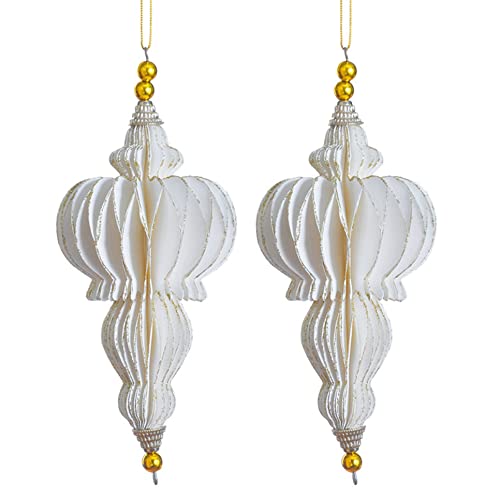 Weihnachtsdeko Baumschmuck -Ornary- 2er-Set Papier 17x14cm Weiss-Gold Cover