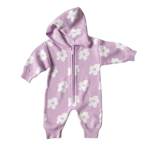 Suéter floral para bebé niño mono de punto con capucha ropa de invierno para recién nacido
