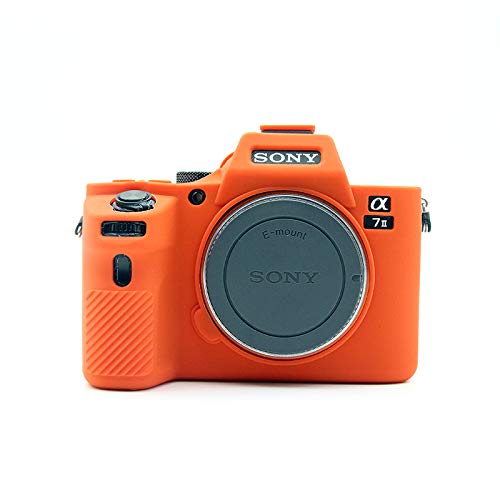 Sony A7II Case, BolinUS Fullbody Ultra-Thin Lightweight Rubber Soft Silicone Housing Case Bag Cover for Sony Alpha A7ii A7R2 A7Rii A7sii (Orange)