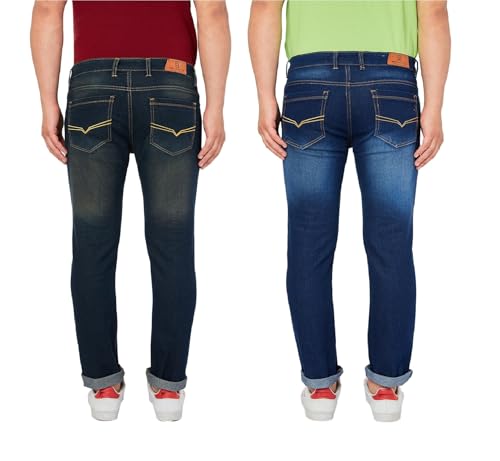 Image of Ben Martin Men's Slim Fit Mid Rise Pack of 2 Stretchable Casusal Denim Combo Jeans Pant, CMB-AU24