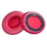 Solo HD Replacement Earpads for Beats by Dr.Dre Solo HD (Solo 1st Gen Wired, NOT Wireless) Headphones,Snap-On Protein Leather Ear Cushions,Easy Installation Memory Foam Ear Pad Repair Parts (Red)