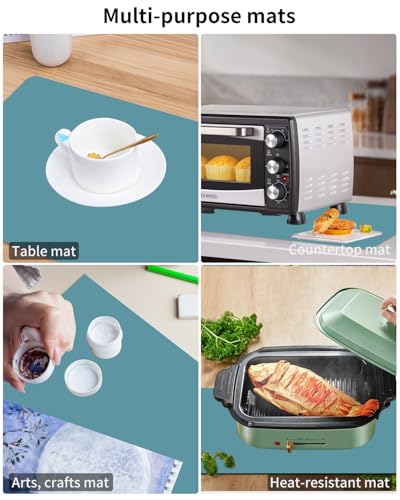 Silikonmatte Groß 70x50 cm, Silikonmatte für Epoxidharz, Bastelunterlage, Silikon Bastelmatte, Malunterlage für Kinder, Mehrzweck Antihafte Rutschfeste Silikon Unterlage, Platzset(Modilangrün)