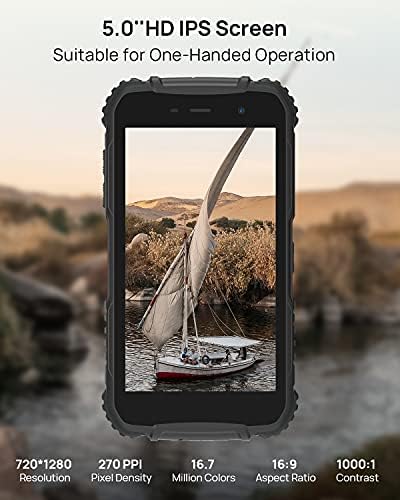 DOOGEE S35 Rugged Smartphone Android 11, 4350mAh Battery, 5.0'' HD Screen, 13MP+5MP Triple Camera, 3GB+16GB/512GB Extension, 4G Dual SIM IP68 Waterproof Unlocked Mobile Phones, GPS, Face Unlock, Black