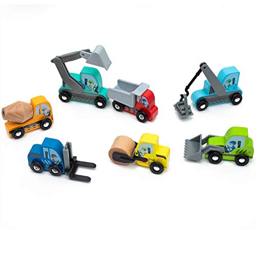 Umu 1247 Construction Toy Cars 7 Pcs Wooden Kids Mini Vehicles For Toddlers, Compatible To Thomas Train Toys Railway And Major Brands thumb #2