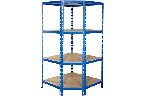 Callidus schwerlast Eckregal Rio für 60 cm Tiefe Regale | ✓ 179x90x90x60cm | ✓ blau | ✓ 4 Böden je max. 175 kg Tragkraft | ✓ Schwerlastregal Metallregal Lagerregal Kellerregal Werkstattregal