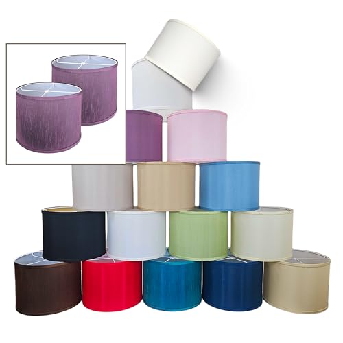 Royal Designs, Inc. Lampshades Set of 2 Drum Lamp Shade, Medium Fabric Lampshade, 13 x 13 x 10 in (Top x Bottom x Height), Purple - Pack of 2, Easy Assembly Required