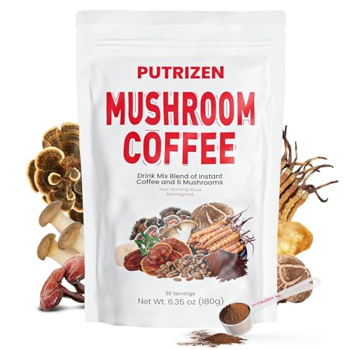 PUTRIZEN HerbalWell Mushroom Coffee Blend : 2500mg 6 Functional Mushrooms