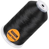 New brothread - Einzelne Riesige Spule 4000M/Jede 100% Polyester Maschinen Stickgarn 40 WT für Gewerbliche und Haushalts Maschinen - Black