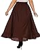 Beautybatik Brown Women Plus Size Cotton Ruched Front Victorian Renaissance Medieval Maxi Ruffled Skirt with Pockets 2X