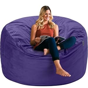 HABUTWAY Bean Bag Chair 3Ft Luxurious Velvet Ultra Soft Fur with High Rebound Memory Foam Bean Bag Chairs for Adults Plush Lazy Sofa with Fluffy Removable Sponge 3′ (Purple)