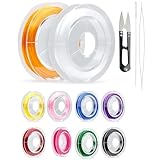 10 rollos de cuerda de pulsera colorida de 0,8 mm, hilos elásticos de color, cuentas elásticas de cristal para hacer joyas, pulseras, cadenas, collares, manualidades y decoraciones