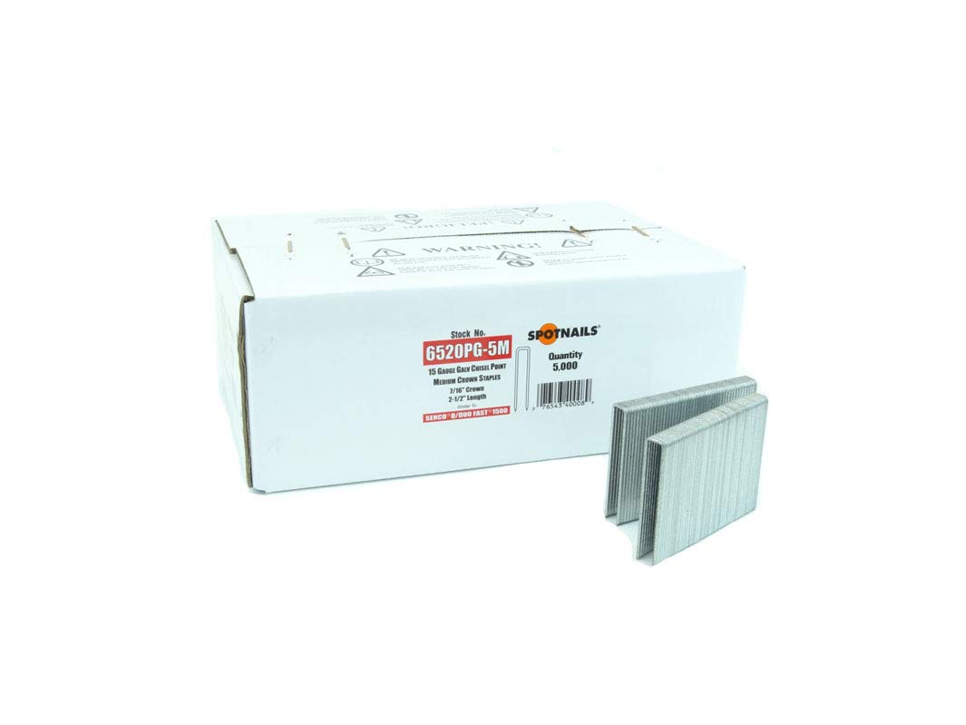 SpotNails 6514PG-5M 1-3/4" Galvanized 15 Ga 7/16" Medium Crown Staples 5M