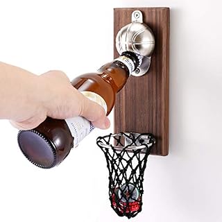 Basketball Bottle Opener with Cap Collector Catcher，Magnetic Refrigerator Paste Bottle Opener，Ideal Gift