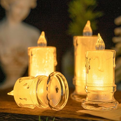 Vela De Led Eletrônica Transparente Decorativa Em Plástico