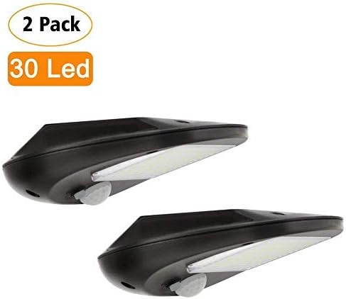 2 Pack Solar Lights, Lunsy 30 LED Motion Sensor Outdoor Wall Light, Super Bright Motion Sensor Wall Lamp IP64 Waterproof for Fence, Patio, Deck, Yard, Driveway, Walkway, Garden