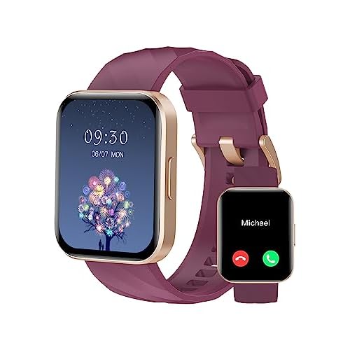 RUIMEN Smart Watches for Women Men (Answer/Make Calls) Compatible with iPhone/Android Phones, 1.85″ HD Screen Fitness Tracker Heart Rate Monitor 100+ Sports Tracker Watch Waterproof (Purple)