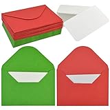 Mini Envelopes with White Blank Business Cards, jiebor 100 Sets Red Green Small Enclosure Card Mini...