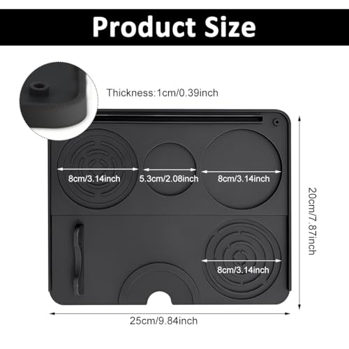 Image of Supvox Silicone Coffee Machine Mat, 9.8x7.8'' Heat-Resistant, Non-Slip Countertop Protector Cup Coffee Tamper Organizer Tray Mat for Espresso, Coffee Makers, and Small Appliances
