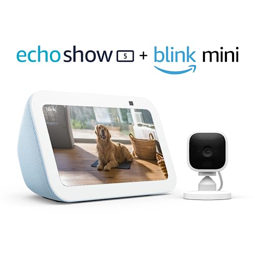 Image of Echo Show 5 (3rd Gen) with Blink Mini | Cloud Blue