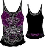 Lethal Threat LT20321-1X Women's Shirt (V-Twin Skull Lace Up Tank Top)(Black/Purple, XX-Large), 1 Pack