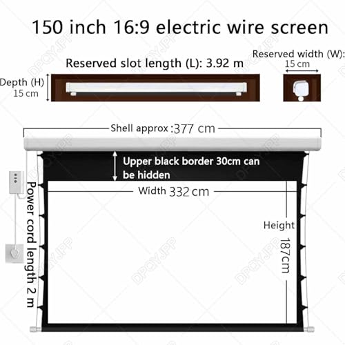 Pantalla de proyección eléctrica empotrable 150 pulgadas miniatura 2