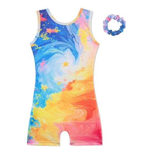 HOZIY Gymnastics Leotards for Girls with Shorts Biketards Dance Tumbling Outfits Matching Scrunchies 1-12 Years Old