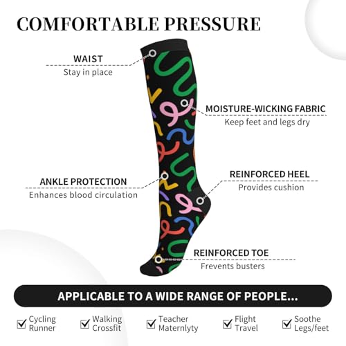 Image of Compression Socks for Women Men Circulation Graduated Supports Socks for Running Athletic Sports Nurse Travel