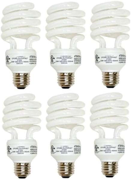 Replacement for Sylvania 28976, CF23EL/MICRO/827, 23 Watt, Compact Fluorescent Spiral Light Bulb (6 Pack)